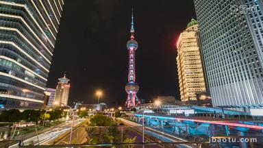 上海东方明珠广播电视塔夜景大范围延时动态延时摄影